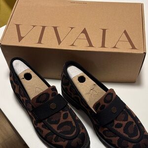 Vivaia Women Brown Leopard-Print Slip-On Loafers